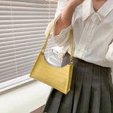 Qfdian Fashion PU Leather Underarm Bags for Women Alligator Pattern Armpit Handbag Female Small Handbags Messenger Purse