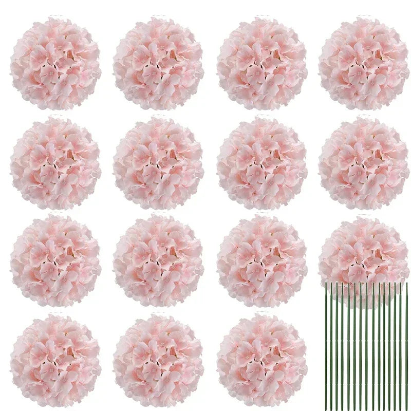 Qfdian Silk Hydrangea Flowers 54 Petals Artificial Hydrangeas with Stem for Flower Arrangement Table Decor Wedding Home Decoration