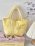 Qfdian Casual Simple Pleated Bow Solid Women's Handbags All Match Shopping Top-Handle Bags Fashion Y2k Aesthetic Trendy Clutches Female