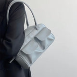 Qfdian Vintage Tender Preppy Girls Shoulder Bags Streetwear Fashion All Match Handbags Women Casual Solid Underarm Bag Y2k Aesthetic
