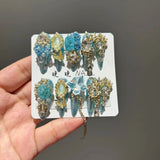 Qfdian 10Pcs High Quality Handmade Press on Nails Qingwu Yuanshan Green Spring/Summer Explosive Luxury Heavy Industry Niche Style Hot