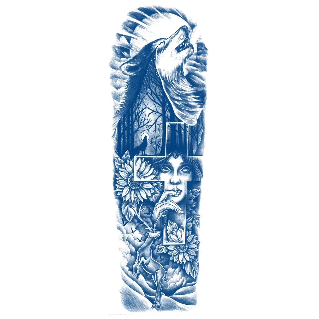 Qfdian Full Leg Arm Temporary Herbal Juice Ink Tattoo Stickers Lasting  15 Days Waterproof Tattoo  Animal  Tattoo Stickers for Men Boys