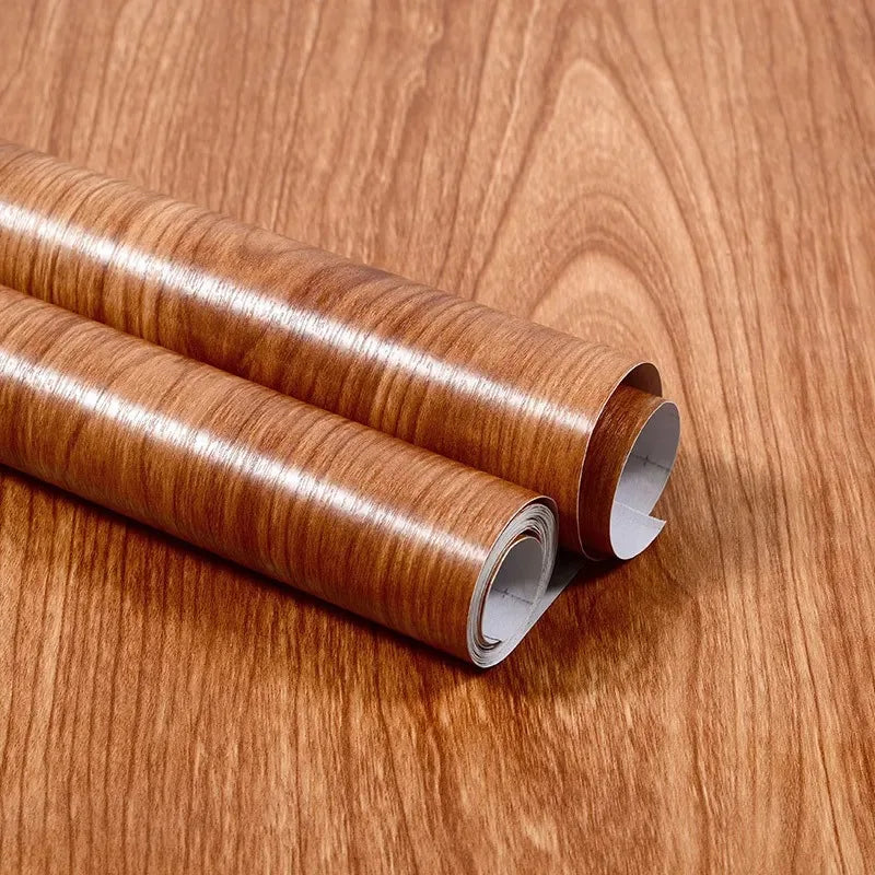 Qfdian 40CM X 1M Thickened Anti Fouling Waterproof Wood Grain Self-adhesive PVC Modern Furniture Decorative Wallpaper