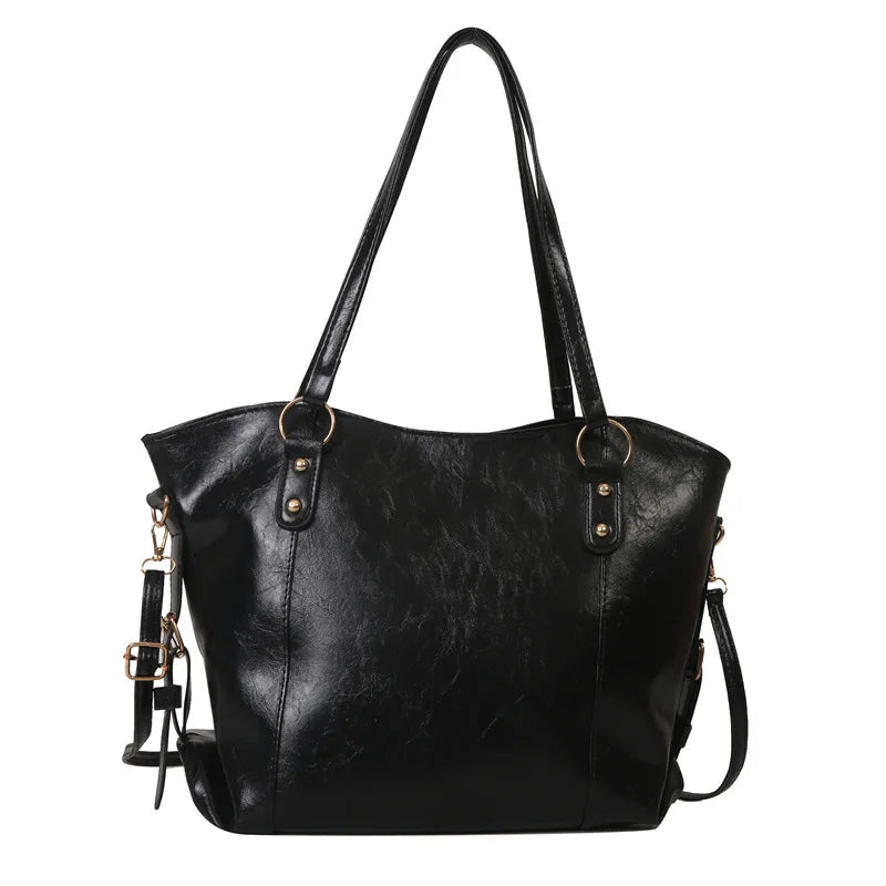 Qfdian Women Tote Bag New Fashion Retro Commuter Bags Large Capacity Crossbody Bag Student Book Shopping Shoulder Bag