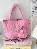 Qfdian Casual Simple Pleated Bow Solid Women's Handbags All Match Shopping Top-Handle Bags Fashion Y2k Aesthetic Trendy Clutches Female