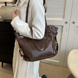 Qfdian Women Tote Bag New Fashion Retro Commuter Bags Large Capacity Crossbody Bag Student Book Shopping Shoulder Bag