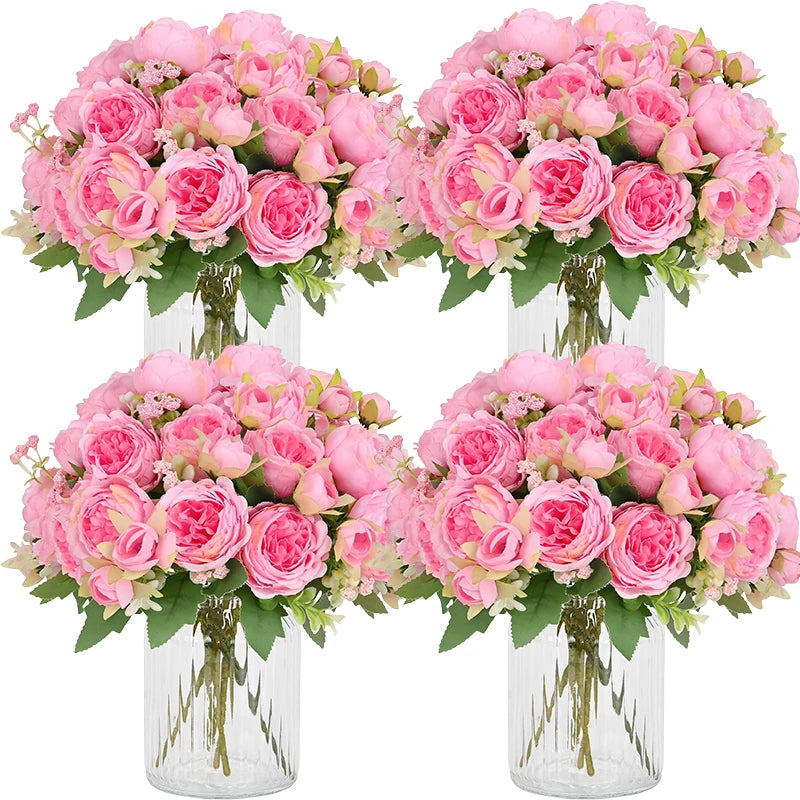 Qfdian 8 Packs Artificial Peonies Flowers Silk Peonies Flowers Fake Peonies Bouquet for Centerpiece Table Wedding Party Home Decor
