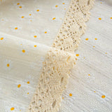 Qfdian Beige Daisy Lace Tassels Cotton Tablecloth Rectangle Table Cover for Tea Table Decorations Kitchen Living Room Wedding Party Use