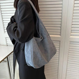 Qfdian Fashion Women's Tote Bag Corduroy Simple Casual Large Capacity Designer Handbags for Women Travel Solid Shopper Bag