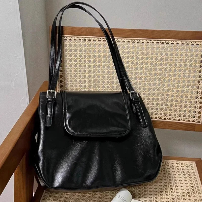Qfdian Vintage Office Lady Simple Women's Handbags All Match Casual Underarm Bag Streetwear Fashion Trendy Shoulder Bags Y2k Aesthetic