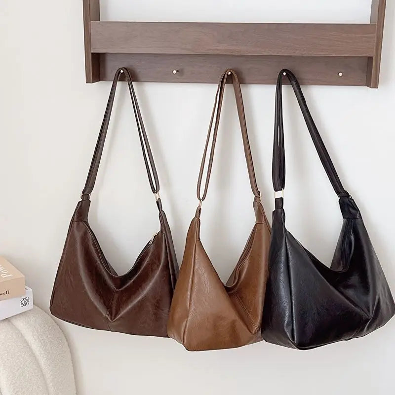 Qfdian Retro Patent Leather Shoulder Bag For Women Luxury Flap Crossbody Bag Casual Tote Bag Large Capacity Underarm Handbags And Purse