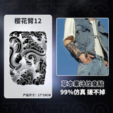 Qfdian Japanese Traditional Half Arm Herbal Juice Temporary Tattoo Stickers Sakura Leaf Lasting Art Fake Tattoo Men Women Faux Tatouage