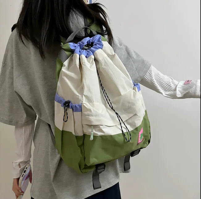 Qfdian New Spring and Autumn Collection Lightweight Backpack with Drawstring Drawstring Bag Outdoor Sports Mountaineering Large Capacit