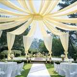 Qfdian Wedding Drapes Ceiling Decoration Chiffon Sheer Curtain for Weddings Reception Birthday Party Arch Drapery Tent Bedroom Backdrop