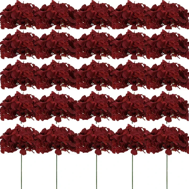 Qfdian 25PCS Hydrangea Artificial Flowers  Silk Hydrangea Heads Flowers for DIY Wedding Centerpiece Home Party Decoration