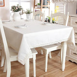 Qfdian Classic White Lace Tablecloths Rectangle Dust-Proof Table Covers for Living Room Kitchen Dinner Picnic Tabletop Home Decorations