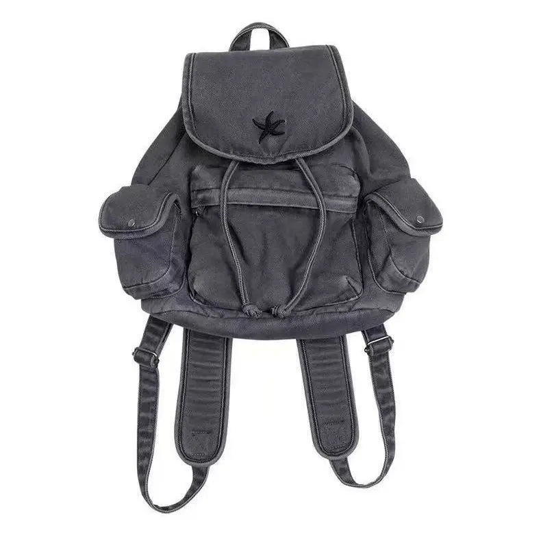 Qfdian Vintage Y2k Aesthetic Women Students Backpacks Casual Simple All Match Denim Bags Japanese Streetwear Fashion Girls Schoolbags