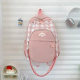 Qfdian Y2k Aesthetic Contrast Color Plaid Schoolbags Women Preppy Kawaii All Match Ita Bags Transparent High-capacity Student Backpacks