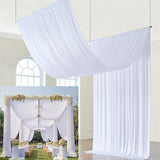 Qfdian 1Panel White Backdrop Ceiling Drapes Wrinkle Free Tent Rod Pocket Curtains Fabric for Wedding Ceremony Birthday Party Decoration