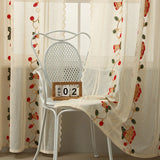 Qfdian 78 Inch Christmas Sheer Curtains for Living Room Bedroom Lace Beige Bells Embroidery Home Decorations Rod Pocket Window Curtains