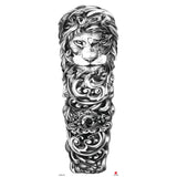 Qfdian Full Arm Tattoo Waterproof Temporary StickerCool Skull Fish Dragon Lion Clock Men Women Art Fake Sticker Glitter Style