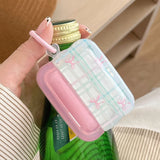 Qfdian INS Pink Ribbon Wave Shell For Airpods 1/2 3 4 Clear Soft Earphone Case For AirPods Pro 2 2nd Wireless Earphone Protective Cover