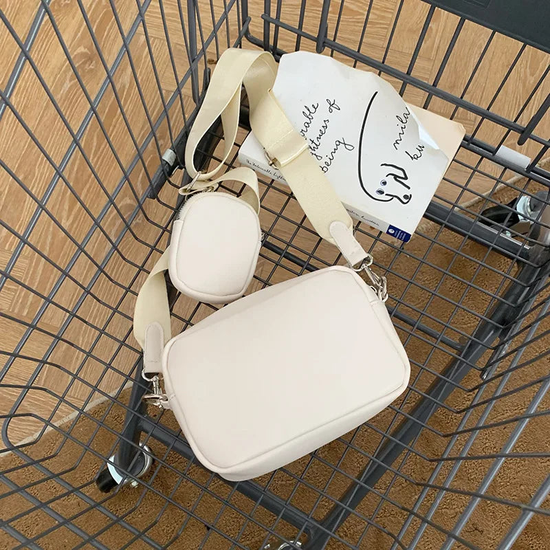 Qfdian Vintage All Match Wide Straps Crossbody Bags Simple Women Mini Purses Fashion Casual Y2k Aesthetic Shoulder Handbags Streetwear