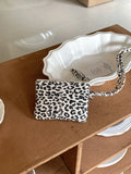 Qfdian Vintage Harajuku Mini Handbags Personality Fashion Leopard Neck Bags Y2k Aesthetic Ins Casual Purses Women Trendy Top-Handle Bag