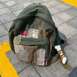 Qfdian Patchwork Vintage Y2k Aesthetic Canvas Bags Grunge Simple Japanese Students Backpacks Women All Match Trendy Pendant Schoolbags