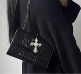 Qfdian Y2k Aesthetic Punk Gothic Cross Shoulder Bag Women Vintage Fashion Casual Handbags All Match Trendy Office Lady Crossbody Bags