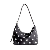 Qfdian Nylon Casual All Match Fashion Dot Shoulder Bags Women Y2k Aesthetic Simple Underarm Bag Vintage Office Lady Purses and Handbags