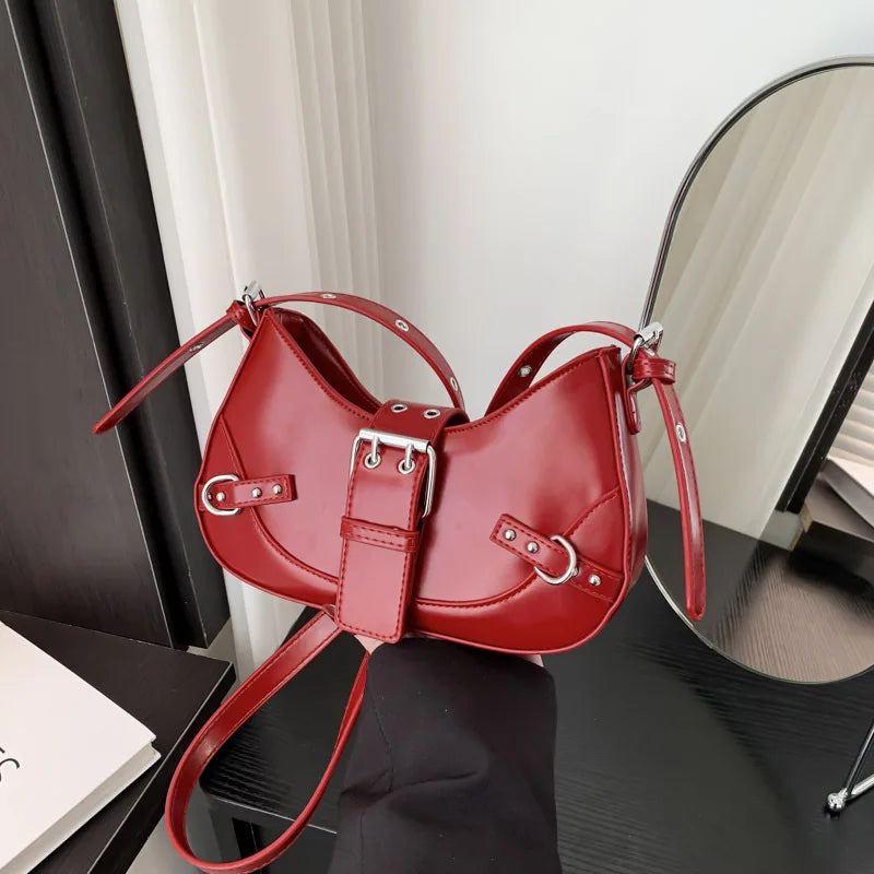Qfdian Fashion Armpit Bag For Women New Y2K Underarm Bags Solid Color Crescent Shoulder Bag High Quality Crossbody Phone Pouch