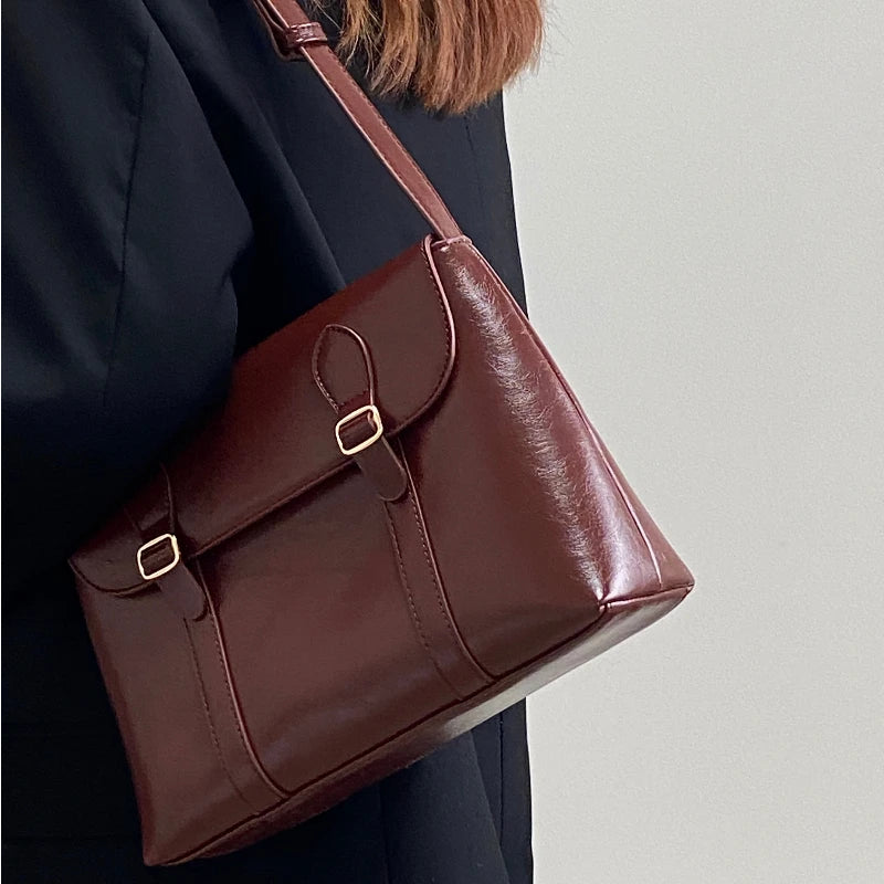 Qfdian Vintage Solid Trendy Preppy Women Handbags Luxury All Match Punk Shoulder Crossbody Bag Y2k   Streetwear Messenger Bags