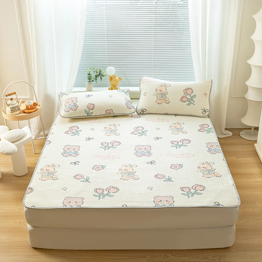 Qfdian Waterproof Breathable Quilted Mattress Protector Soft Hypoallergenic Cover Fitted Sheet Anti Mite Antibacterial