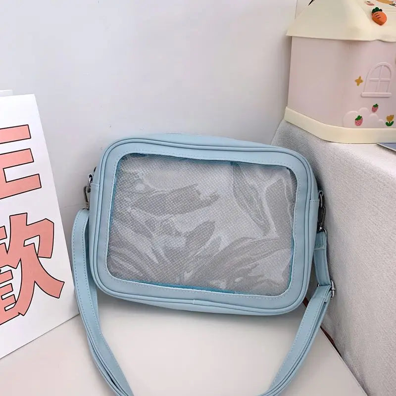 Qfdian Japanese Preppy All Match Shoulder Bag Girls Transparent Patchwork Handbags Women Y2k Aesthetic Simple Cute Crossbody Ita Bags