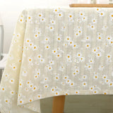 Qfdian Cotton Blend Tablecloth Beige Floral Printed Washable Farmhouse Table Cover for Wedding Party Living Room Baby Shower Decoration