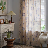 Qfdian Blue Floral Curtain Printing Window Curtains for Light Blocking Drapes Rod Pocket Bedrooms Living Room Bathroom Boho Decorations