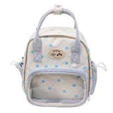 Qfdian Transparent Fashion Preppy Mini Backpacks Sweet Kawaii Star Print Ita Bags Y2k Aesthetic Students Casual Travel Schoolbags Women