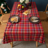 Qfdian Checkered Christmas Tablecloth Oblong Red Retro Plaid Table Cloth Stain Resistance Winter Xmas Holiday Party Kitchen Table Cover