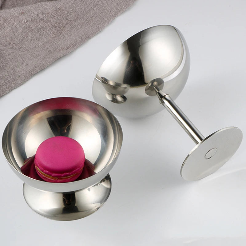 Qfdian 2025 New Stainless Steel Goblet Cup Ice Cream Dessert Salad Bowl Fruit Plate Snack Dish KTV Bar Supplies