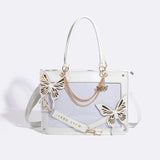 Qfdian Sweet Y2k Lolita Butterfly Chain Shoulder Bags Trendy Gothic Harajuku Ita Bag Japanese Chic Women Transparent Handbags Crossbody