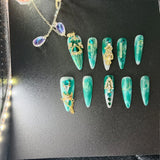 Qfdian 10Pcs High Quality Handmade Press on Nails Luxury Full Diamond Wedding Nail Boutique Nail Art Detachable Factory