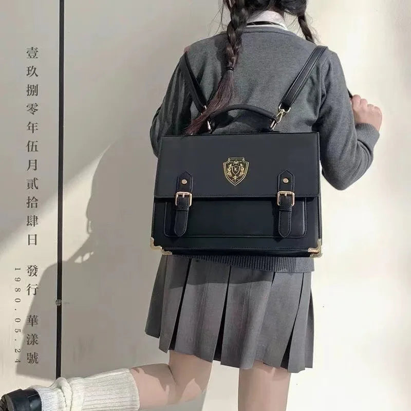 Qfdian Preppy JK Y2k Aesthetic Fashion Casual Women Handbags All Match Girls School Backpacks Korean Simple Shoulder Crossbody Bags