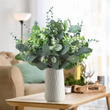 Qfdian 100 Pcs Mixed Eucalyptus Leaves Stems Bulk Artificial Silver Dollar Eucalyptus Leaves Picks Dried Eucalyptus Bundle Faux Spray