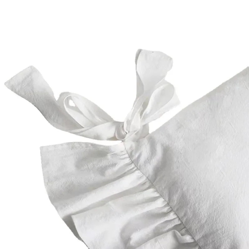 Qfdian White Chair Cover Household Lace Ruffled Seat Slipcovers Living Room Kitchen Office Removable Washable Protector Cushions Covers