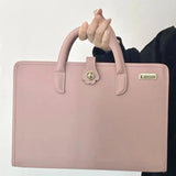 Qfdian Pink Girls Casual All Match Simple Top-Handle Bags Korean Solid Trendy Chic Laptop Bag Sweet Y2k Fashion Travel Women's Handbags