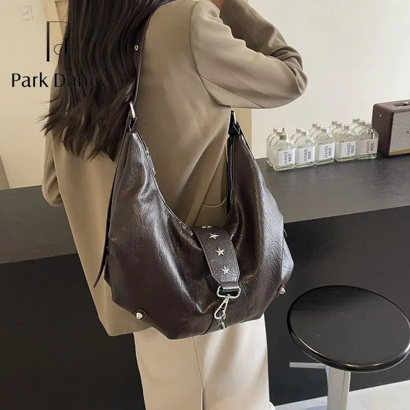 Qfdian Luxury Design Elegant Casual Women's Handbags Y2k Aesthetic Office Lady Underarm Bag Vintage Grunge All Match Ins Shoulder Bags
