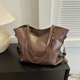 Qfdian Women Tote Bag New Fashion Retro Commuter Bags Large Capacity Crossbody Bag Student Book Shopping Shoulder Bag