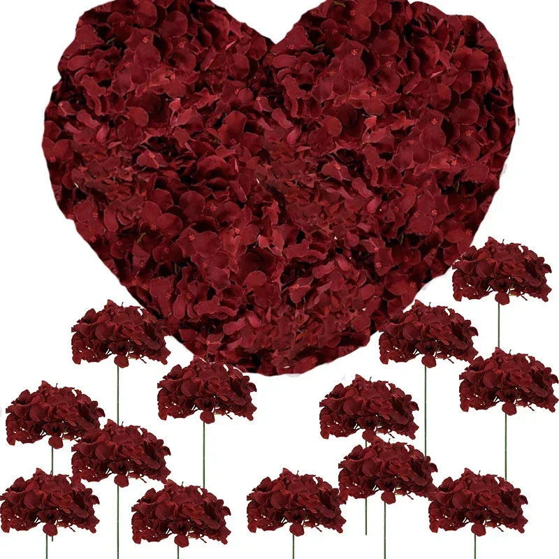 100 Pcs Hydrangea Artificial Flowers Silk Hydrangeas Flower Heads with Stems Fake Hydrangea Bouquet for Wedding DIY Floral Decor