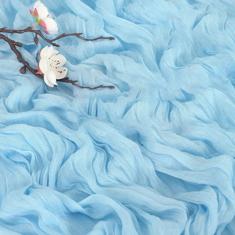 Qfdian 3pcs White Cheesecloth Table Runner Boho Gauze Cheese Cloth for Wedding Bridal Baby Shower Birthday Party Cake Table Decorations